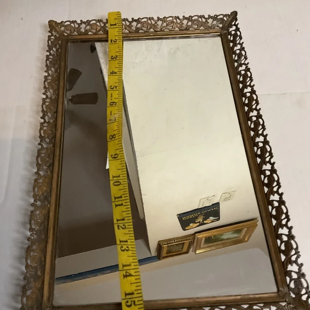 Vintage Ornate Gold Vanity tray or wall mirror